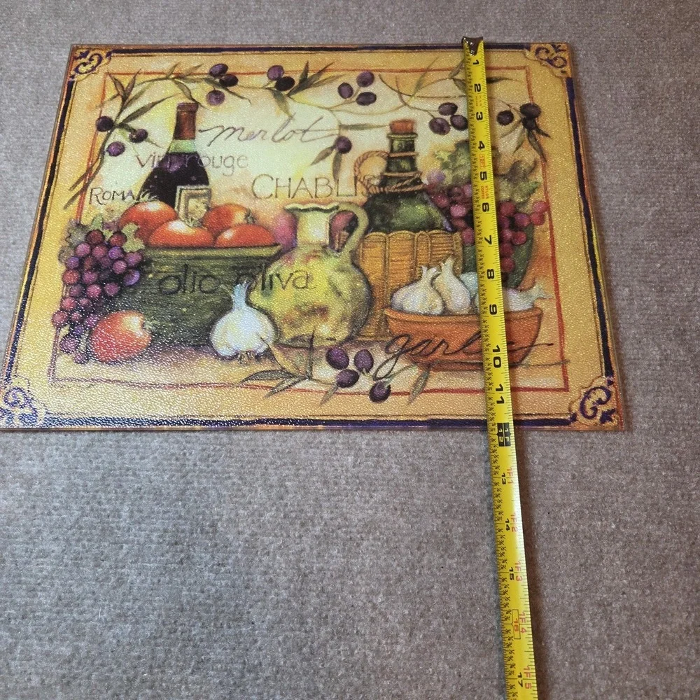 Tempered Glass Cutting Board 15x12 Bread Wine